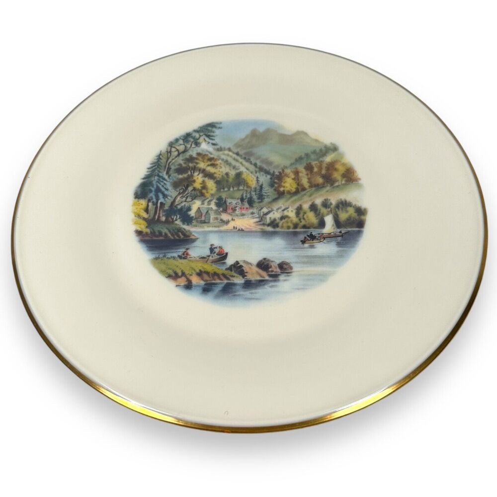 Vintage‎ Lenox Special Spring Country Scene Serving Dinner Plate Ivory Gold 11"
